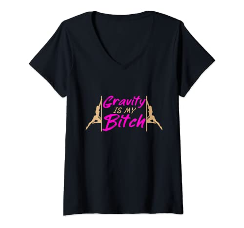 Damen Polerina Girl Polerina T-Shirt mit V-Ausschnitt von Dancer Burlesque Dance Saying