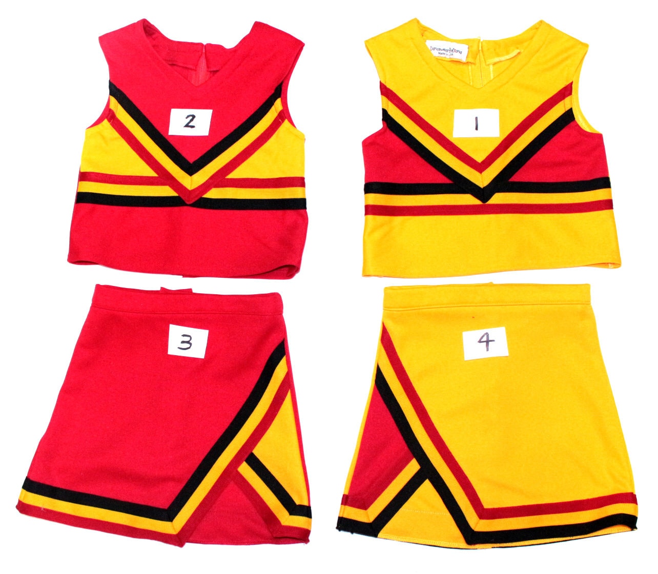 Cheerleader Uniformen Mädchen Kleinkind Cheer Spirit School Schwarz Gold Rot Überprüfen Sie Die Größen in Der Detailbeschreibung von DancewearByDiana