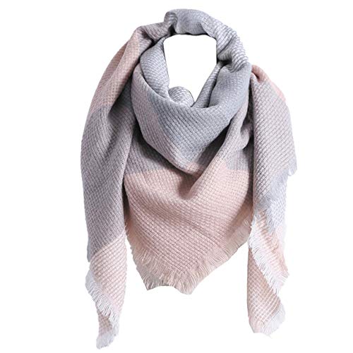 Rokmym XXL Damenschal, Streifenschal, Modequasten, weich, Damenschal, Wickelschal, Herbst, Winter, warm, Mehrfarbig Einheitsgröße von Rokmym