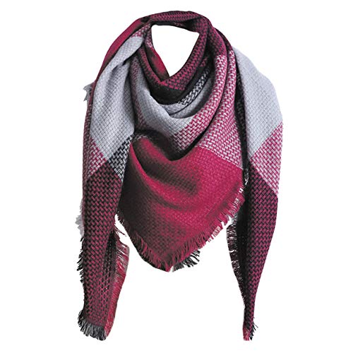 Rokmym XXL Damenschal, Streifenschal, Modequasten, weich, Damenschal, Wickelschal, Herbst, Winter, warm, Mehrfarbig Einheitsgröße von Rokmym