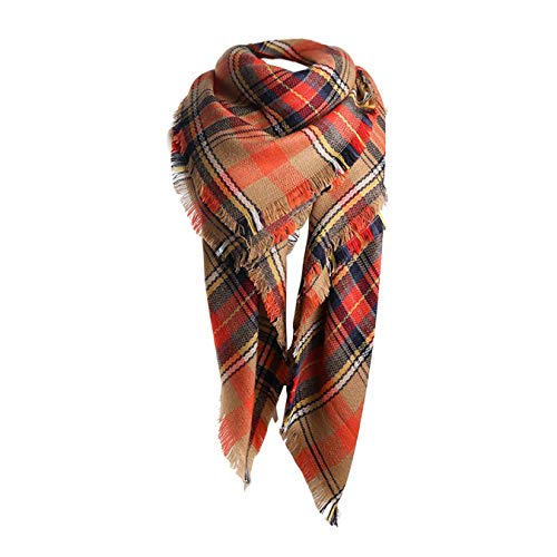 Rokmym XXL Damenschal, Streifenschal, Modequasten, weich, Damenschal, Wickelschal, Herbst, Winter, warm, Mehrfarbig Einheitsgröße von Rokmym