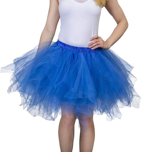 Dancina Damen Petticoat 50er Jahre Retro Tutu Tüllrock Normale und Große Größen, Königsblau, Gr. 36-40 von Dancina