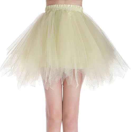 Dancina Damen Petticoat 50er Jahre Retro Tutu Tüllrock Normale und Große Größen, Gelb, Gr. 42-46 von Dancina