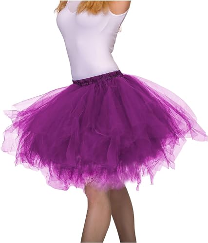 Dancina Damen Petticoat 50er Jahre Retro Tutu Tüllrock Normale und Große Größen, Lila, Gr. 36-40 von Dancina