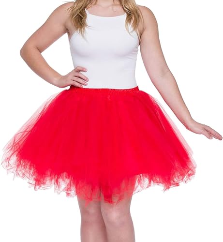 Dancina Damen Petticoat 50er Jahre Retro Tutu Tüllrock Normale und Große Größen, Rot, Gr. 36-40 von Dancina