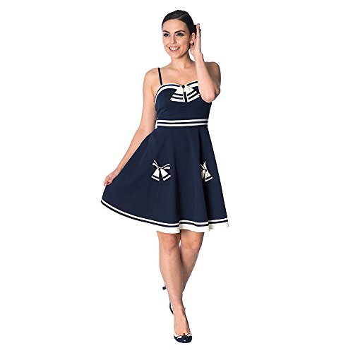 Dancing Days Damen Kleid Set Sail Matrosen Träger Dress Blau M von Banned