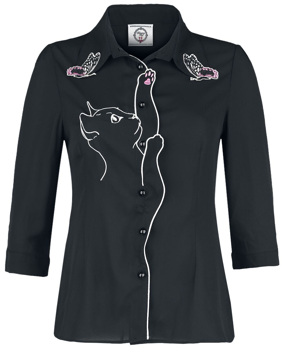 Dancing Days - Rockabilly Bluse - Snow Bird Shirt - L bis 4XL - für Damen - Größe 3XL - schwarz von Dancing Days