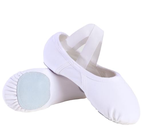 Weiße Canvas-Ballettschuhe für Herren, Pump, geteilte Sohle, Stretch-Ballettschuhe, Damen-Ballerina-Schuhe, 2-lagig weiß, 8-8.5 Narrow Women/7.5-8 Narrow Men Weiße Canvas-Ballettschuhe für Herren, Pump, geteilte Sohle, Stretch-Ballettschuhe, Damen-Ballerina-Schuhe, 2-lagig weiß, 8-8.5 Narrow Women/7.5-8 Narrow Men von Dancing Kitty
