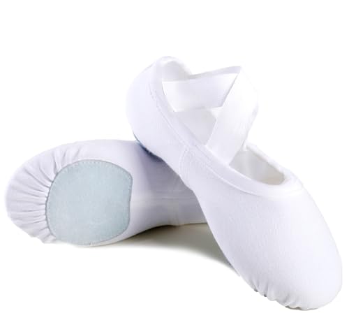 Weiße Canvas-Ballettschuhe für Herren, Pump, geteilte Sohle, Stretch-Ballettschuhe, Damen-Ballerina-Schuhe, 4-lagig weiß, 4.5-5 Narrow Women/4-4.5 Narrow Men Weiße Canvas-Ballettschuhe für Herren, Pump, geteilte Sohle, Stretch-Ballettschuhe, Damen-Ballerina-Schuhe, 4-lagig weiß, 4.5-5 Narrow Women/4-4.5 Narrow Men von Dancing Kitty