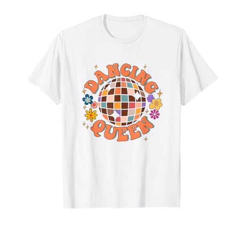 Dancing Queen Disco Bride 70’s Bachelorette Damen Retro Party Disco T-Shirt Weiß S Crew-Ausschnitt Kurzarm Sommer 1 Count 0 Taschen ohne Dehnung Erwachsene T-Shirt von Dancing Queen Disco Bride 70’s Bachelorette