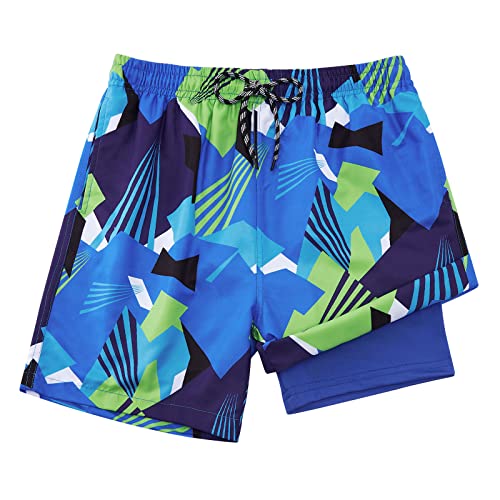 Dancinova Badehose Jungen Badeshort Kinder Kompression Liner Badeshorts Schnelltrocknend Schwimmhose mit Boxershorts Liner Farbblock, 7 Jahre von Dancinova