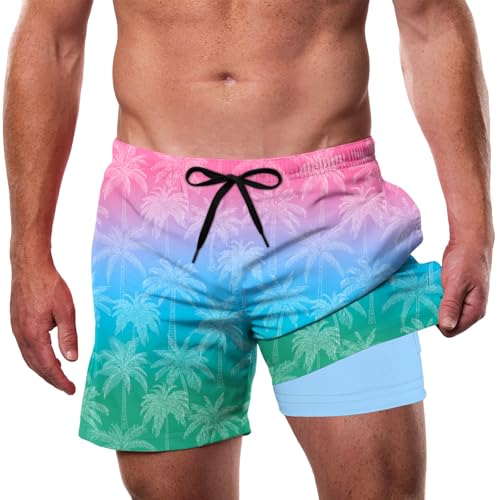 Dancinova Badehosen Männer Badeshorts mit Kompression 2-in-1 Surf Shorts Strandhose Innenhose von Dancinova
