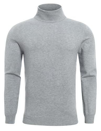Dancinova Pullover Herren Rollkragenpullover Grau Stehkragenpullover Rollkragenstrickpullover Winter Pullover Rollkragenpulli Männer Pulli Strickpullover XXL von Dancinova