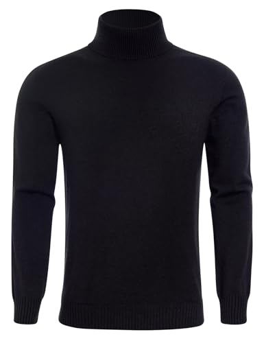 Dancinova Pullover Herren Rollkragenpullover Schwarz Winter Pullover Rollkragenpulli Männer Stehkragenpullover Rollkragenstrickpullover Pulli Strickpullover XXL von Dancinova