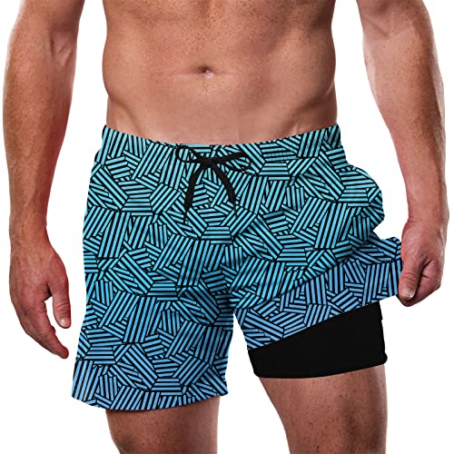 Dancinova Badehose Herren Badeshorts mit Kompression 2-in-1 Surf Shorts Schnelltrocknend Innenhose von Dancinova