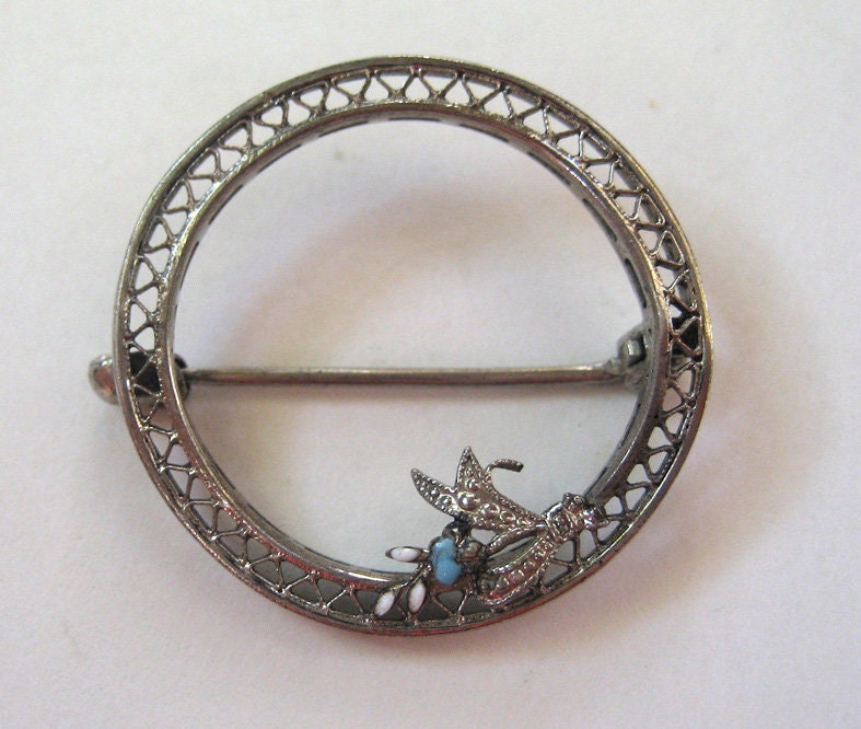 Anfang Des 20.jahrhunderts Filigrane Emaille Brosche/Anstecknadel Anfang Des 20.jahrhunderts Filigrane Emaille Brosche/Anstecknadel von DandLVintage