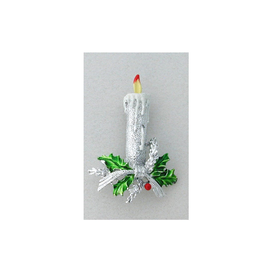 Gerry's Silvertone Emaillierte Weihnachtskerze Brosche/Pin von DandLVintage