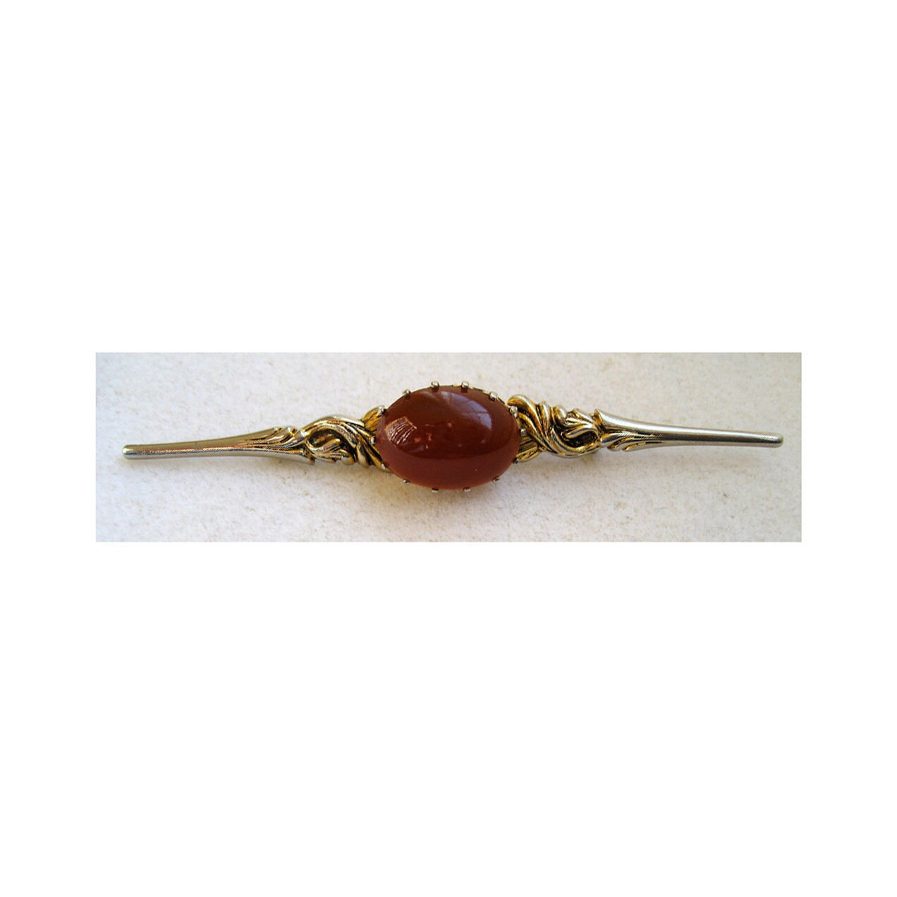 Gold Fill Faux Glas Karneol Bar Brosche/Pin Gold Fill Faux Glas Karneol Bar Brosche/Pin von DandLVintage