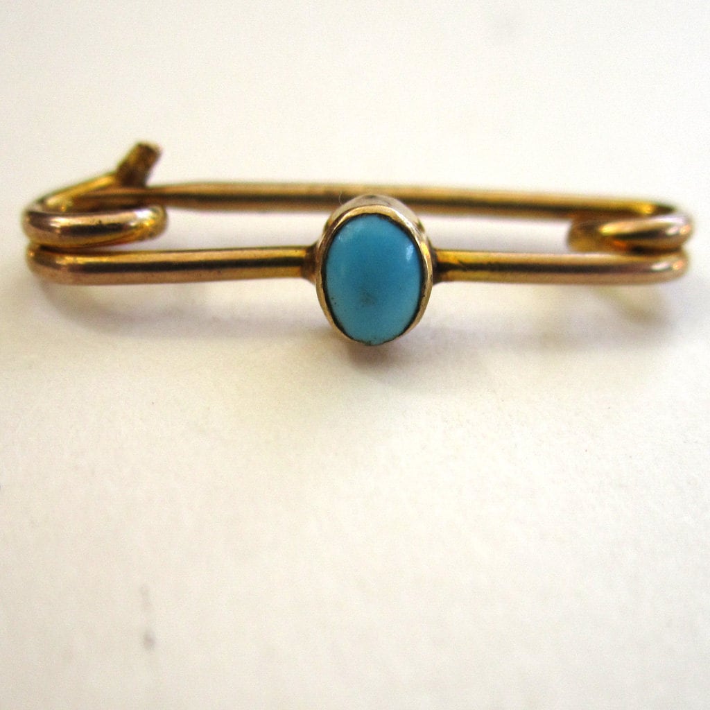 Murrle Bennet & Co. 9 Karat Gold Art Nouveau Türkis Dessous/Brosche Murrle Bennet & Co. 9 Karat Gold Art Nouveau Türkis Dessous/Brosche von DandLVintage