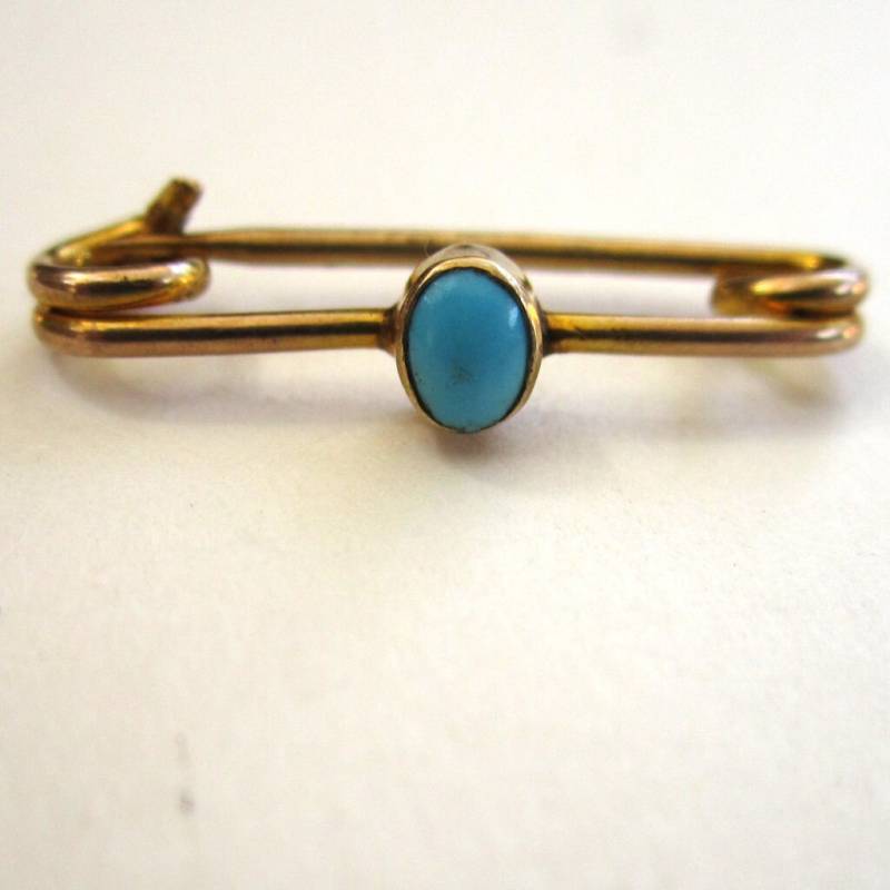 Murrle Bennet & Co. 9 Karat Gold Art Nouveau Türkis Dessous/Brosche von DandLVintage
