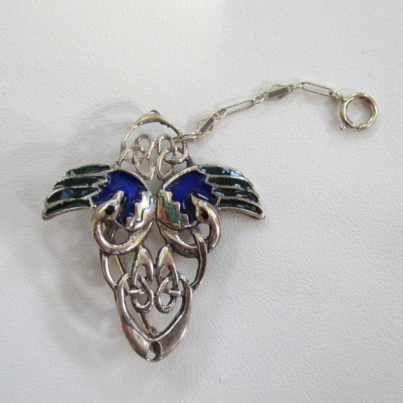 sterling Silber Emaille Goose Brosche/Anstecknadel von DandLVintage