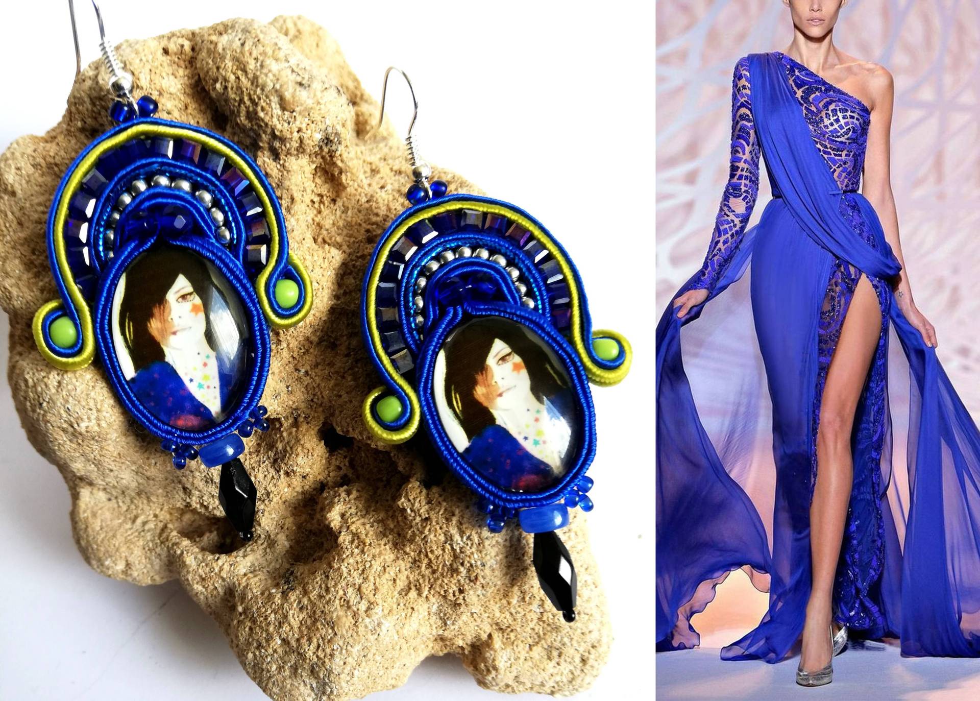 Elegante Blau Ohrringen Aus Feinsten Materialien von DandaArtBijoux