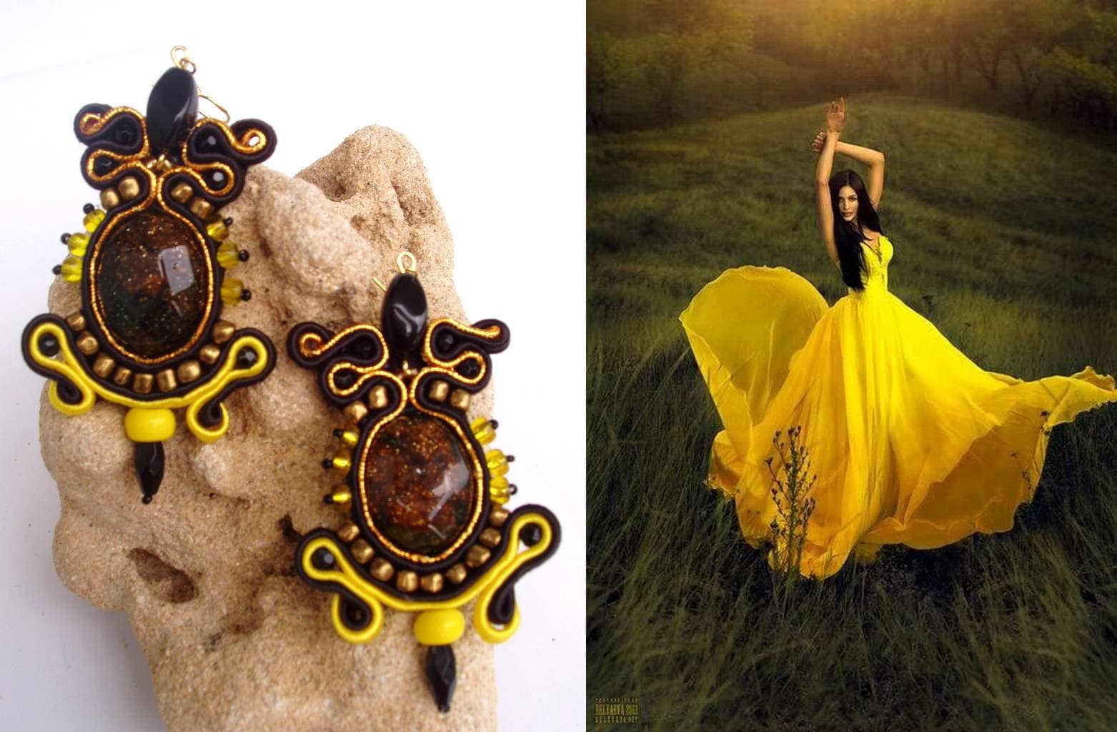 Elegante Farbekombinationen Ohrringen Aus Feinsten Materialien von DandaArtBijoux