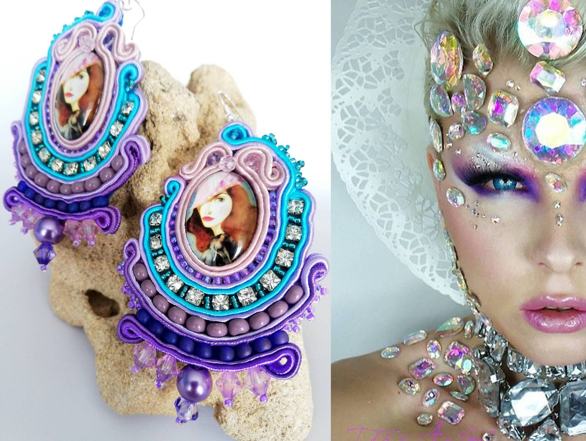 Glänzende Soutache Ohrringe von DandaArtBijoux