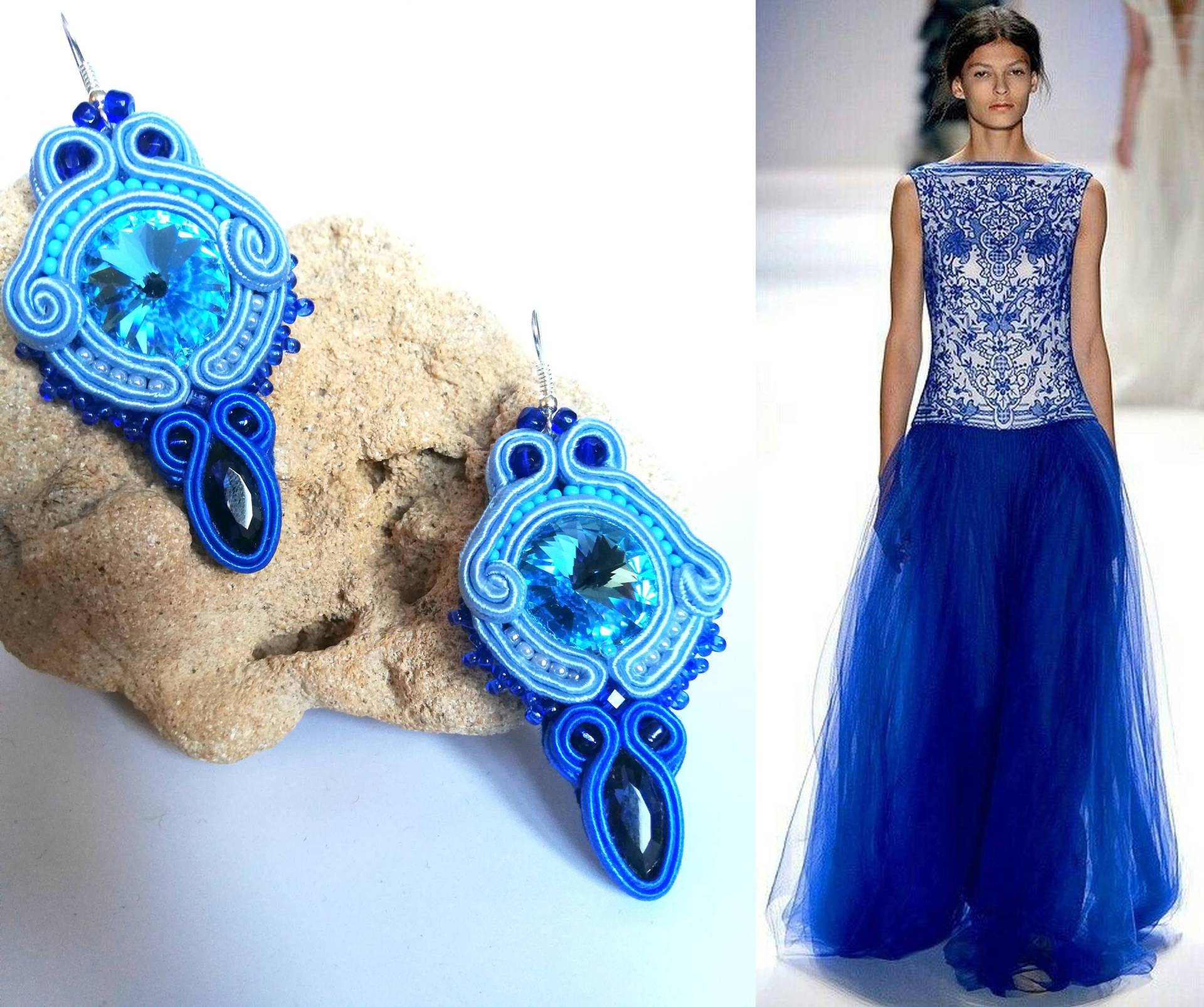 Swarovski Blau Soutache Ohrringe von DandaArtBijoux