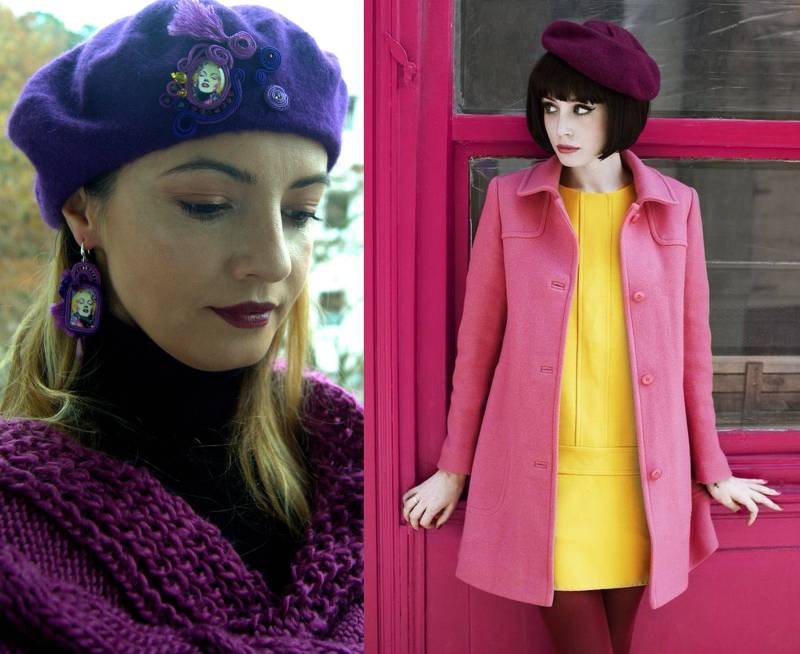 Weiche Wollmütze Mit Bunte Soutache Schmuck von DandaArtBijoux