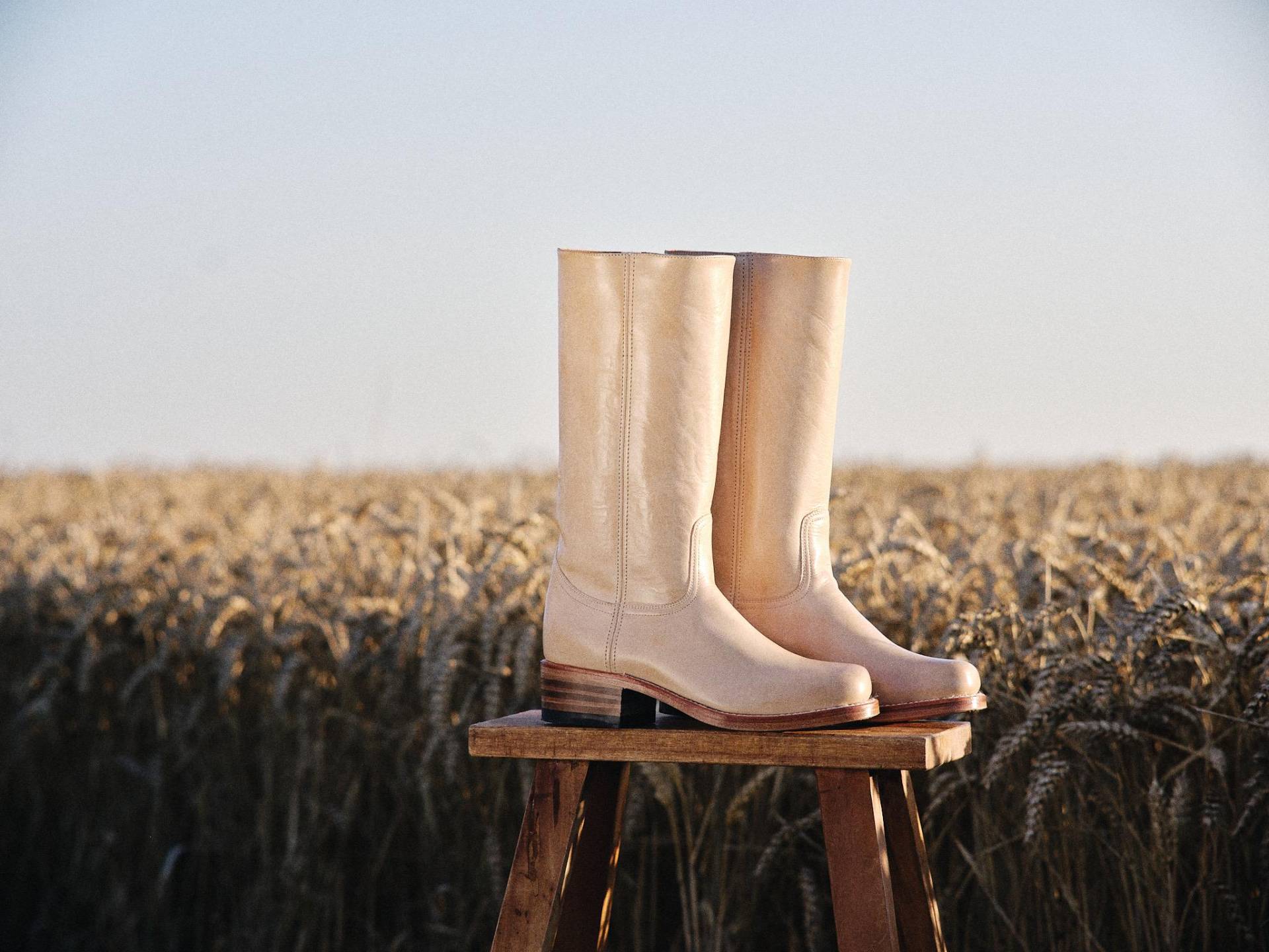 Klobige Stiefel in Kamel Mit Niedrigem Absatz von Dandelie