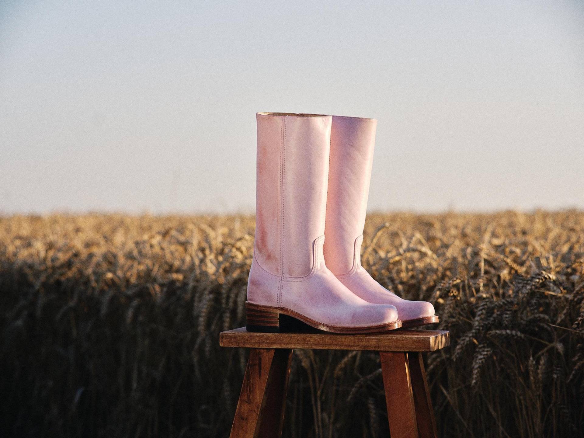 Klobige Stiefel in Pink Mit Niedrigem Absatz Klobige Stiefel in Pink Mit Niedrigem Absatz von Dandelie