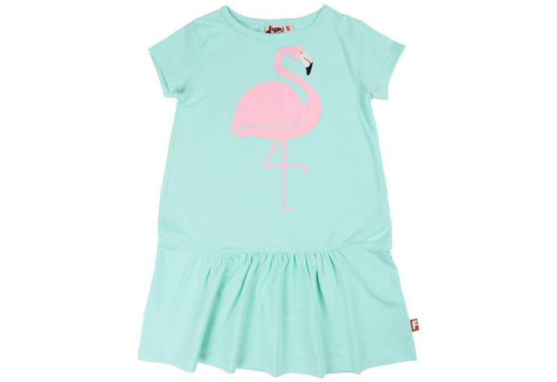 Danefae A-Linien-Kleid DYR Zanzi Dress Fresh Mint Flamingo kleid Mädchen türkis 4Y Sommerliches Mädchen Kurzarm Kleid in mint mit tollem Flamingo Print von Danefae