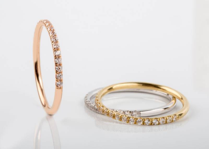 18K Diamant Band Massiv Gold Halb Eternity Ring von DanelianJewelry