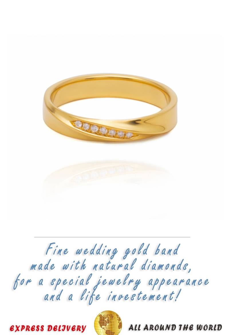 Diamant Möbius Ehering Massiv Gold Ring von DanelianJewelry