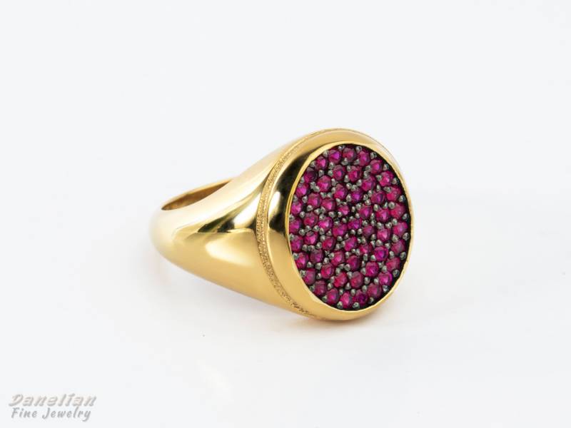 Gold Rubin Siegelring 9K, 14K, 18K Edelstein Statement Ring von DanelianJewelry