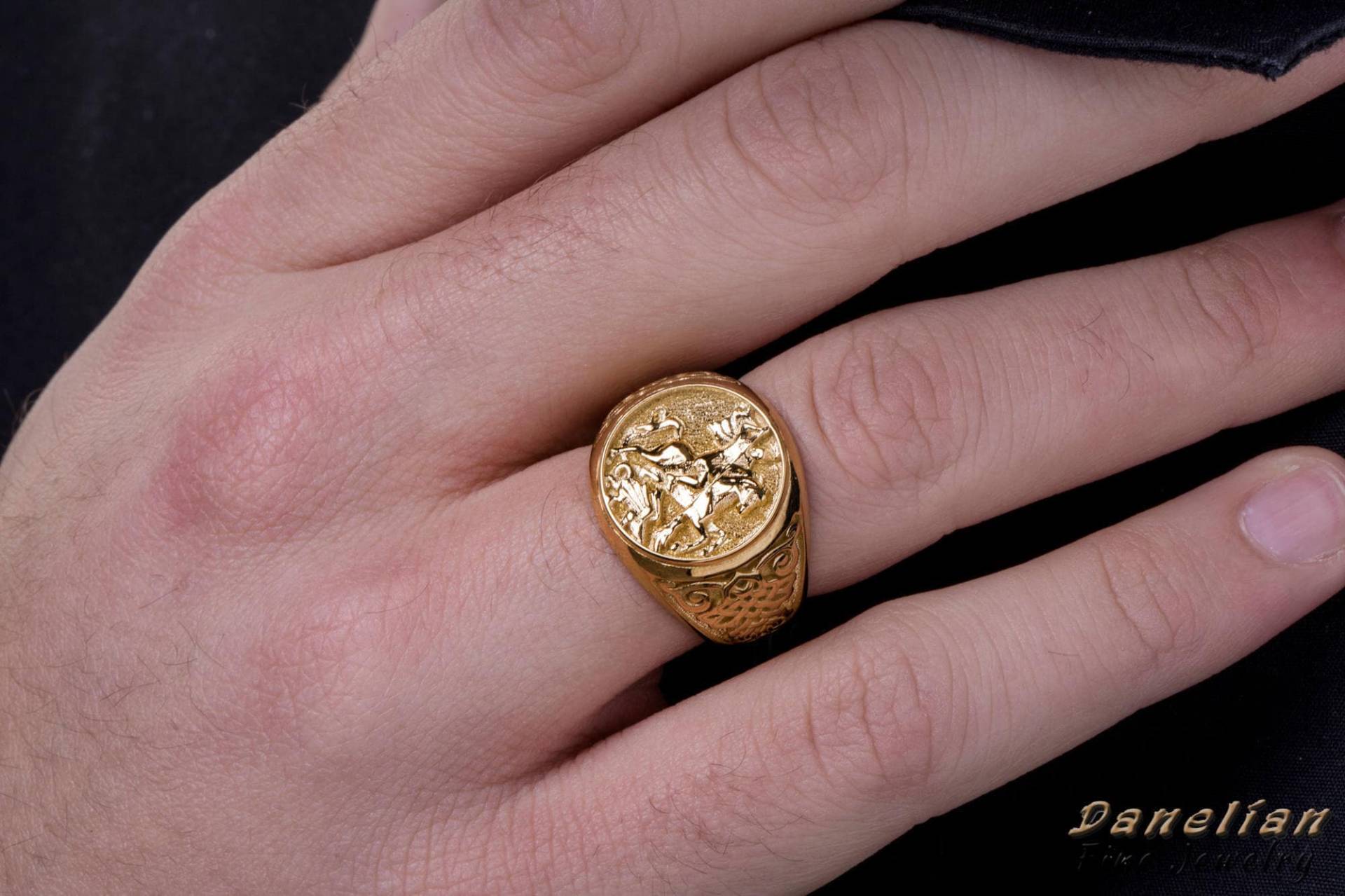 Gold Souveräner Ring, Massiv Herrenring, Chevaliere Homme Oder, 14K Gold, 585 Goldring, Siegelring, Herrenring Ring Für Den Kleinen Finger von DanelianJewelry