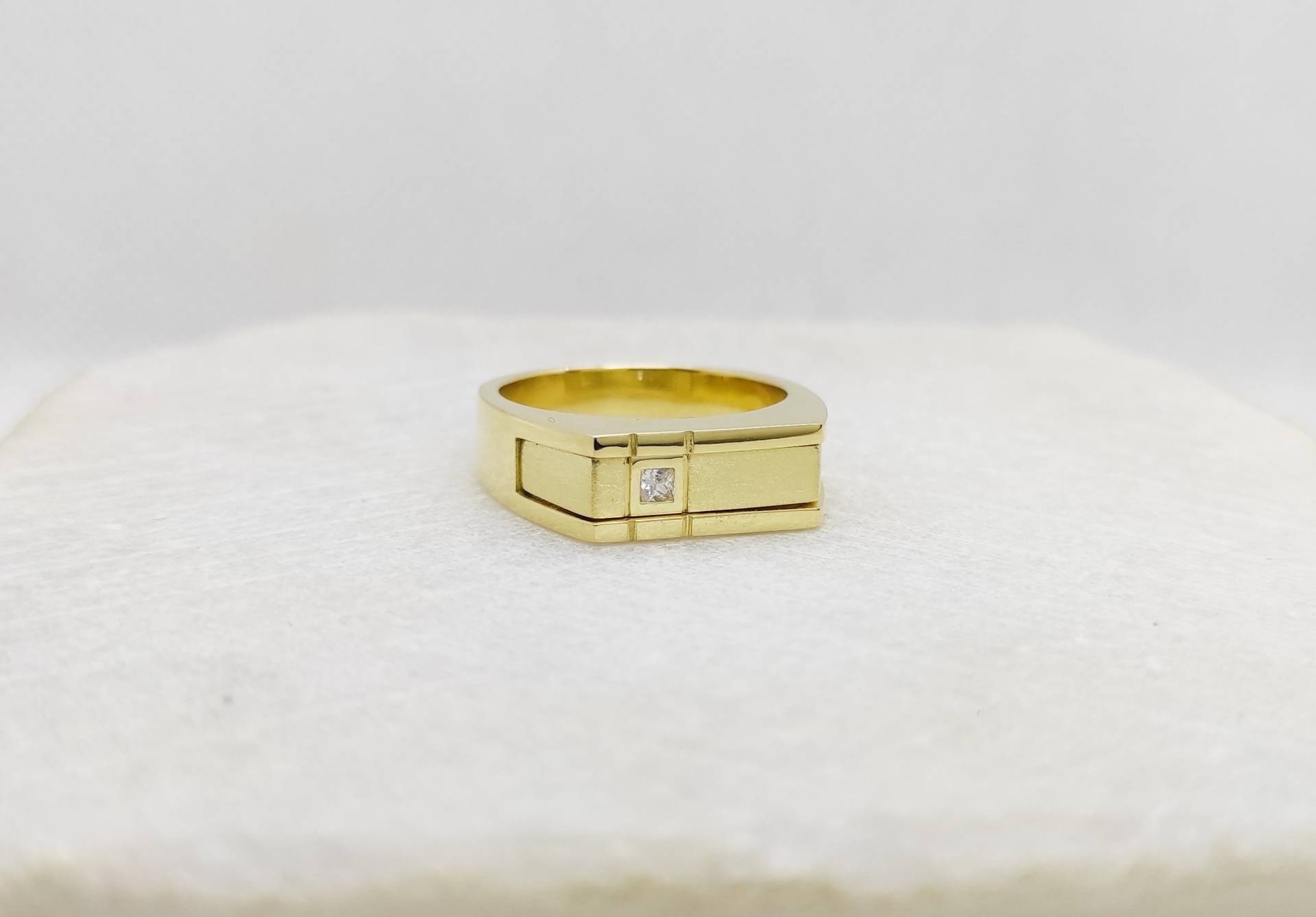 Männer Diamant Ring, Princess Cut Goldring, Gold Siegelring, Jubiläumsgeschenk, Pinky Rechteck Verlobungsring von DanelianJewelry