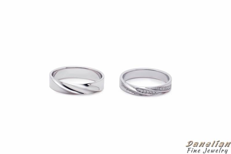 Mobius Diamant Ehering Set Massives Weißgold Paar Bands von DanelianJewelry