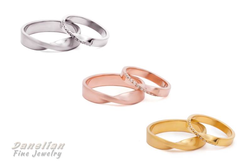 Möbius Eheringe Set 9K/14K/18K Gold Paar Ringe von DanelianJewelry