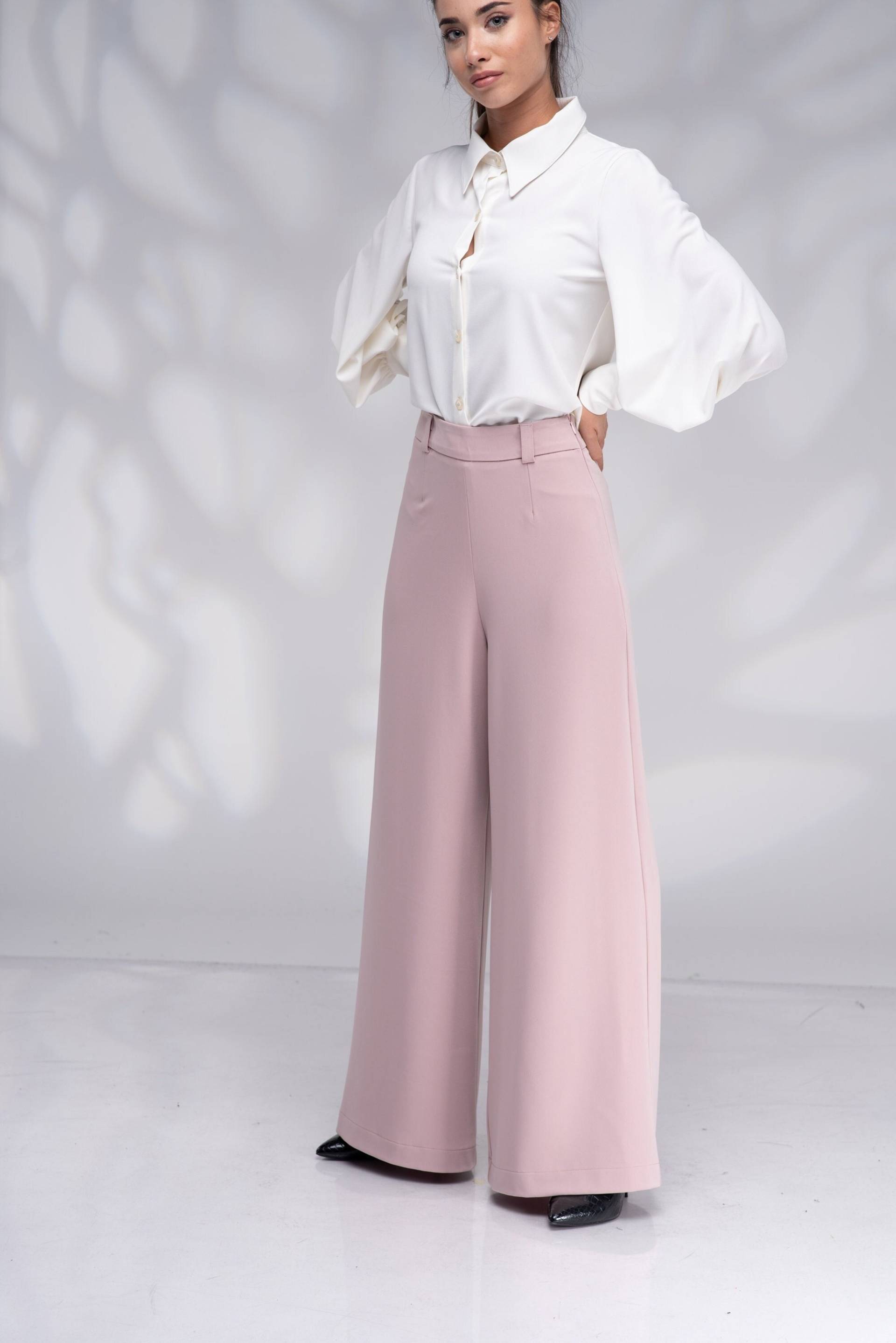 Damen Hose Mit Weitem Bein, Palazzohose, Hoher Taille, Ausgestelltes Hose, Seitlichem Reißverschluss, Bein Frauen von Danellys