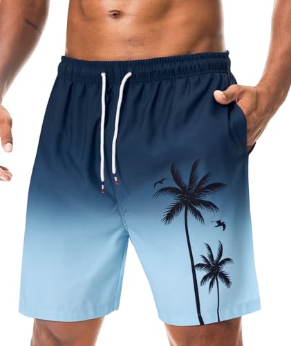 Danfiki Badehose Herren Lang Badeshorts mit Reißverschlusstasche Atmungsaktiv Schnelltrocknend Wasserabweisend Mit Tunnelzug Meshfutter von Danfiki