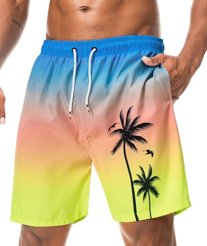 Danfiki Badehose Herren Lang Badeshorts mit Reißverschlusstasche Atmungsaktiv Schnelltrocknend Wasserabweisend Mit Tunnelzug Meshfutter von Danfiki