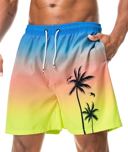 Danfiki Badehose Herren Lang Badeshorts mit Reißverschlusstasche Atmungsaktiv Schnelltrocknend Wasserabweisend Mit Tunnelzug Meshfutter von Danfiki