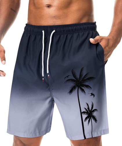 Danfiki Badehose Herren Lang Badeshorts mit Reißverschlusstasche Atmungsaktiv Schnelltrocknend Wasserabweisend Mit Tunnelzug Meshfutter von Danfiki