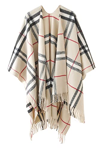 Danfiki Damen Poncho Schal Cashmere Feeling Strick Cape Cardigan von Danfiki