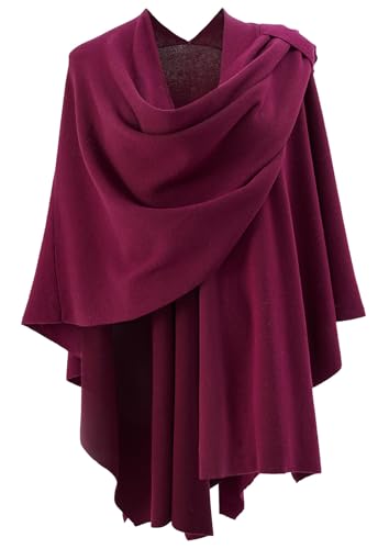 Danfiki Damen Poncho Schal Strick Cape Wendbar Cardigan Für Frauen Geschenk Winter von Danfiki