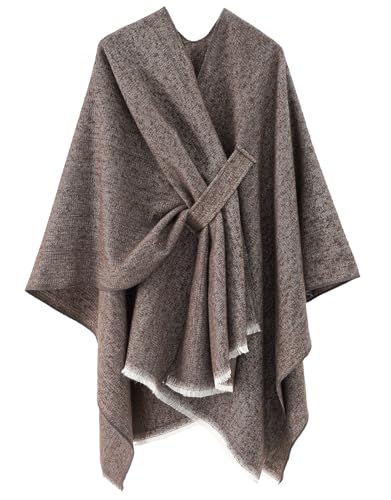 Danfiki Damen Poncho Warm Strick Cape Mode Wendbar Schal Umhang Elegant Cardigan Kreativer Mantel Herbst Festliche Geschenke für Mädchen von Danfiki
