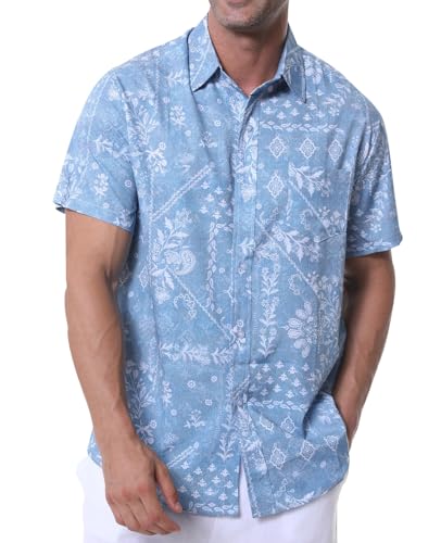 Danfiki Hawaiihemd Herren Hemd Kurzarm Sommerhemd Herren Freizeithemden Blumen Urlaub Strand Hemd Regular Fit von Danfiki