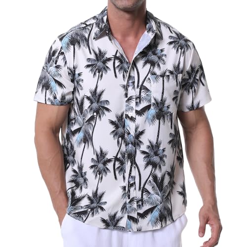 Danfiki Hawaii Hemd Männer Funky Hawaiihemd Herren Kurzarm Lässig Button Down Baumwolle Hawaii-Print Diverse Farben von Danfiki